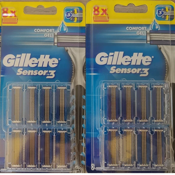 Gillette Sensor3 Erkek Tıraş Bıçakları, 8+8 Yedek Tıraş Bıçağı Gillette Sensor3 Erkek Tıraş Bıçakl ürün görseli 1
