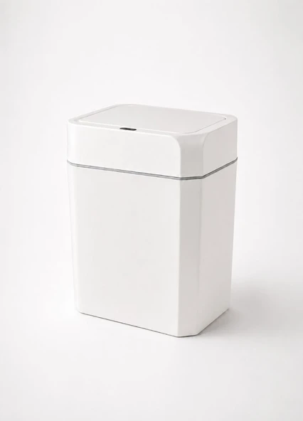 Sensörlü Akıllı Çöp Kovası 12 L - Pilli Hareket Algılayıcı Mutfak Banyo Çöp Kutusu Beyaz ürün görseli 1