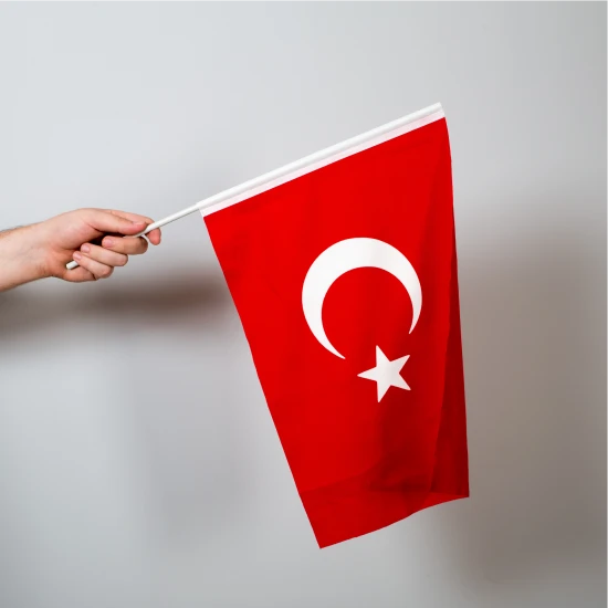 Türk bayrağı 30x45 cm Raşel Kumaş-Sopalı-5adet ürün görseli 1