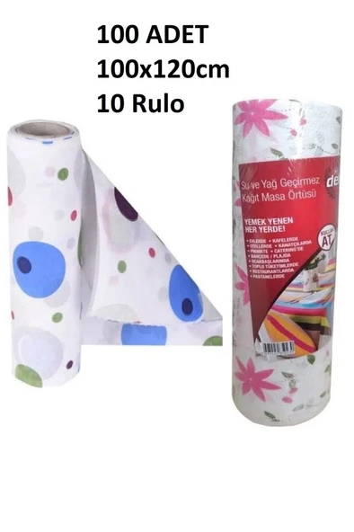 Kapris 100x120cm Kullan At Masa Örtüsü 12 Metre 100 Adet(10 Rulo) Ekonomik Set ürün görseli 1