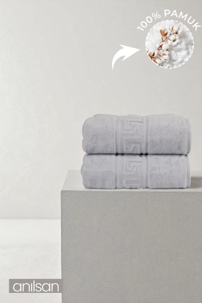2'li Gri Greek El Havlusu - 50x90 Cm, 225 Gr, %100 Pamuk, Spa Ve Otel Havlusu ürün görseli 1