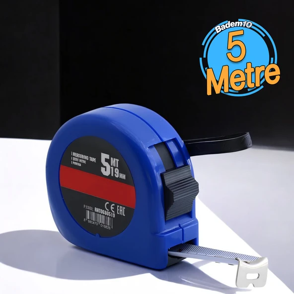 Şerit Metre Darbeye Dayanıklı Kilitli 5 METRE x 19 mm (RHT0680519) * Renk Seçenekli * ürün görseli 1