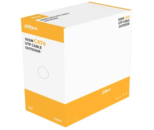 Dahua DH-PFM920-6UN 305 Metre Outdoor Dış Mekan UTP 23AWG CAT6 Oksijensiz bakır Cat6 Kablo Siyah ürün görseli 1
