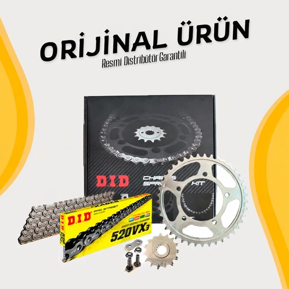 Dıd Ktm 390 Duke Zincir Dişli Seti (2014-2020) X-Ringli Zincir (Çelik Renk) ürün görseli 1
