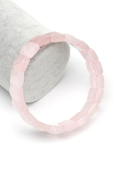 Pembe Kuvars Doğal Taş Bileklik 11 x 15 mm Özel Kesim ürün görseli 1