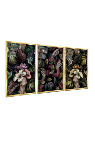 Tropik Gold Tema Triple Miyrem-Cam Tablo - Resim 2
