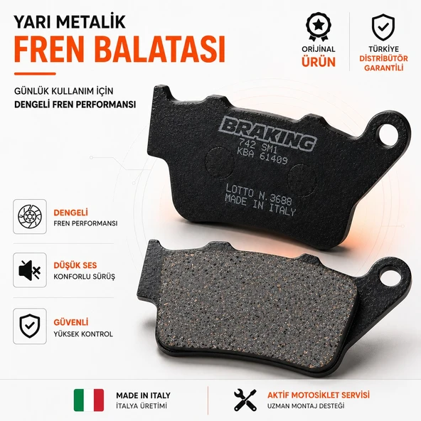 Braking Ktm Smc 690 R (2008-2020) Yarı Metalik Arka Fren Balatası ürün görseli 1
