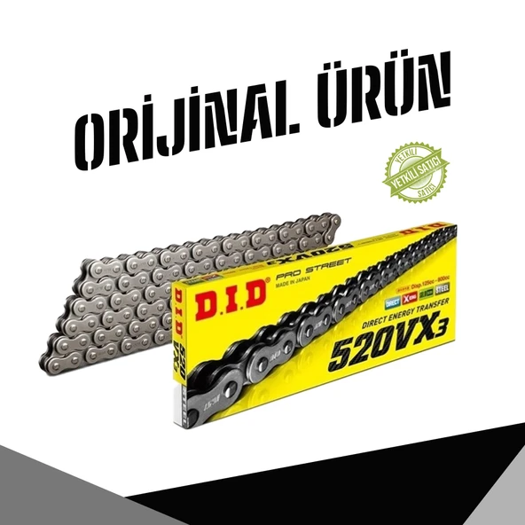 Dıd Kawasaki Zx-6r 636 Nınja (2013-2020) 520-112 Bakla Vx3 X-Ring Zincir (Çelik Renk) ürün görseli 1