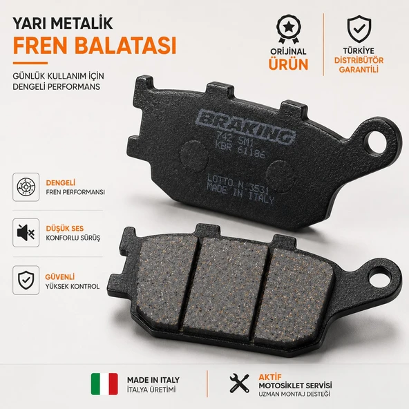 Braking Suzuki Dl V-Strom 250 (2017-2020) Yarı Metalik Arka Fren Balatası ürün görseli 1