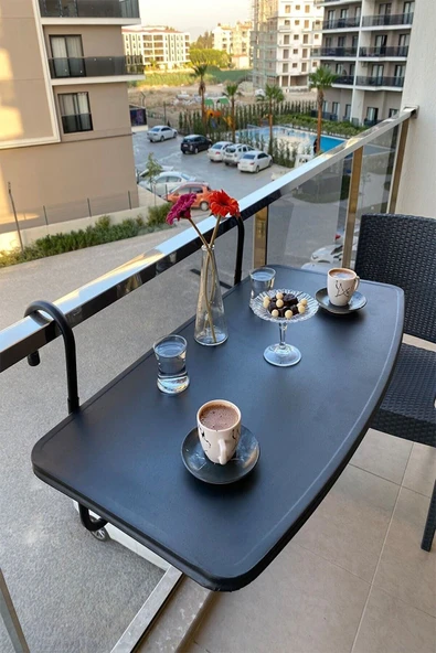 Evmoni Pratik Balkon Masası, Askılı Balkon Masası, Katlanabilir Masa 40x80 Cm Kuko ürün görseli 1