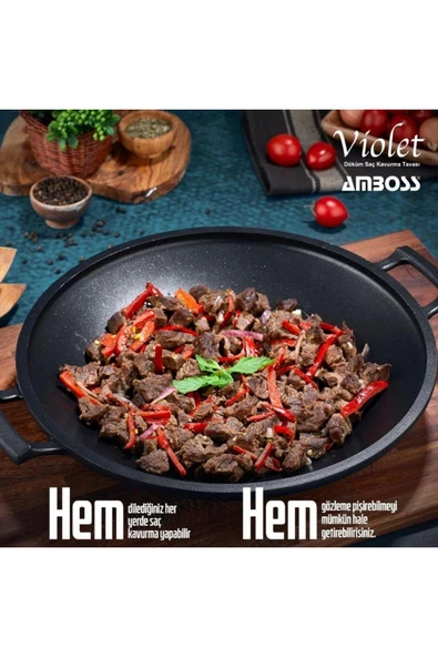 Amboss Violet Döküm Sac Kavurma Ve Gözleme Tavası ürün görseli 1