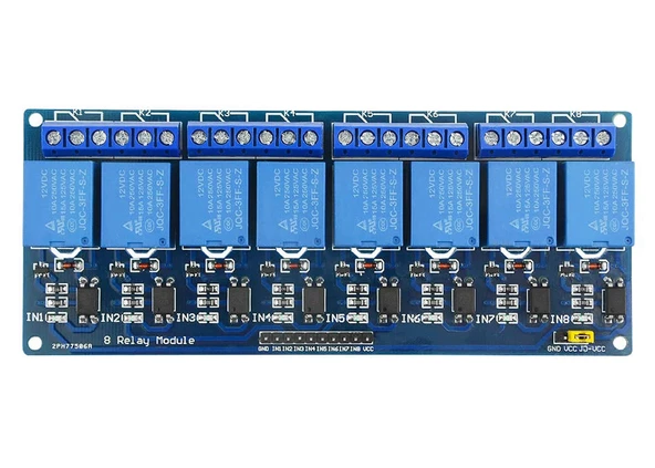 8 Kanal DC 12V Röle Modül  AC 250V DC 30V 10A Optokuplör İzolasyonlu Girişler Elektronik Anahtar Termostat Resiztans Motor Lamba Makine ürün görseli 1