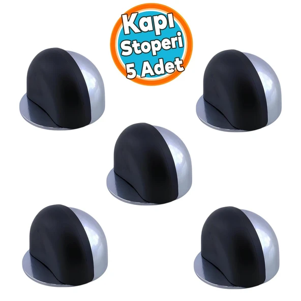 Yarımay Kapı Stoperi Tamponu Vidalı Metal Ağır Kapı Stopu Hızlı Durdurucu Tutucu Krom Gümüş 5 Adet ürün görseli 1