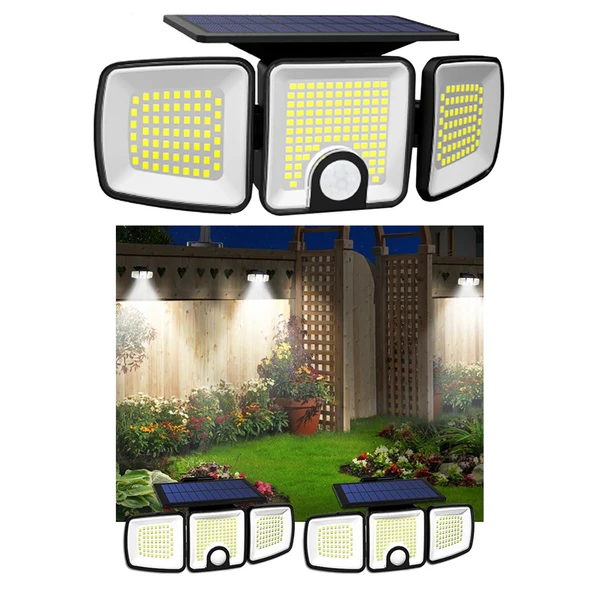 Greentech Güneş Enerjili 223 Cob Ledli, Hareket Sensörlü, 3 Taraflı Aydınlatma / GT-SL25 ürün görseli 1