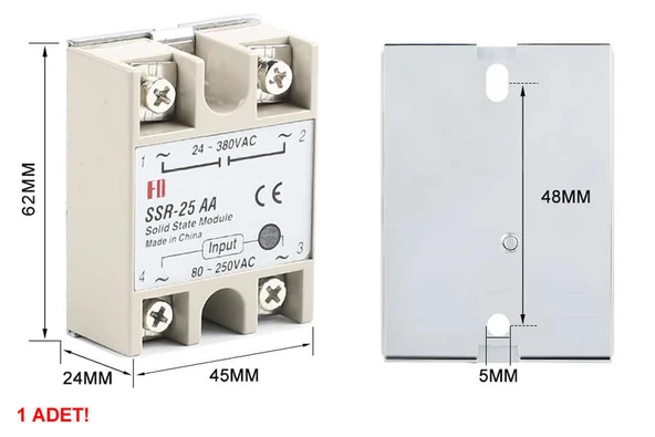 SSR-25AA SSR Röle Ac Çıkış Ac Tetik  25A Ac 24-380V Tek Fazlı Solid State Röle Elektronik Anahtar Termostat Resiztans Motor Lamba Makine ürün görseli 1