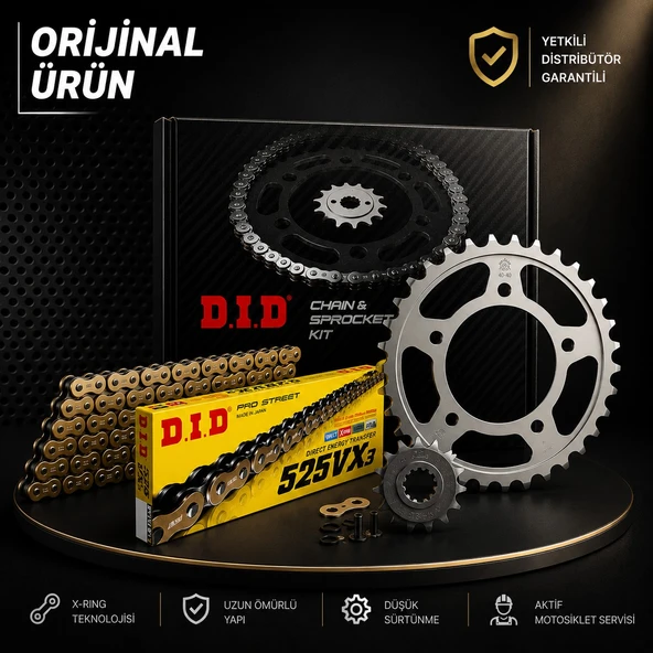 Dıd Triumph Daytona 675 R Zincir Dişli Seti (2011-2017) X-Ringli Zincir (Gold Renk) ürün görseli 1