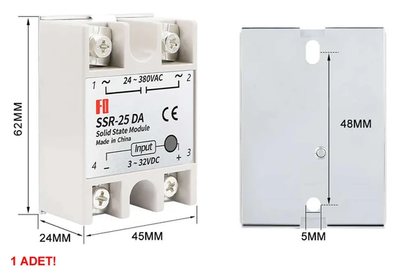 SSR-25DA SSR Röle AC Çıkış DC Tetik  25A AC 24-380V Tek Fazlı Solid State Röle Elektronik Anahtar Termostat Resiztans Motor Lamba Makine ürün görseli 1
