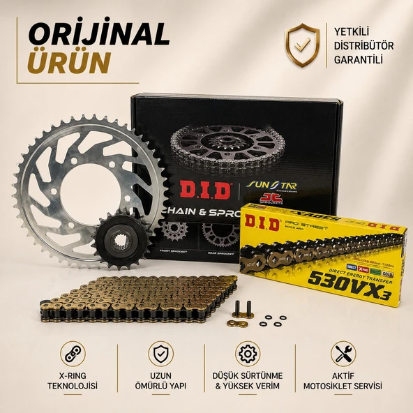 Dıd Triumph Tiger 1050 Zincir Dişli Seti (2007-2013) X-Ringli Zincir (Gold Renk) ürün görseli 1