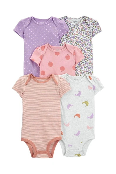 Carters Renkli Layette Kız Bebek Kısa Kollu Body 5'li Paket 1R885510R ürün görseli 1