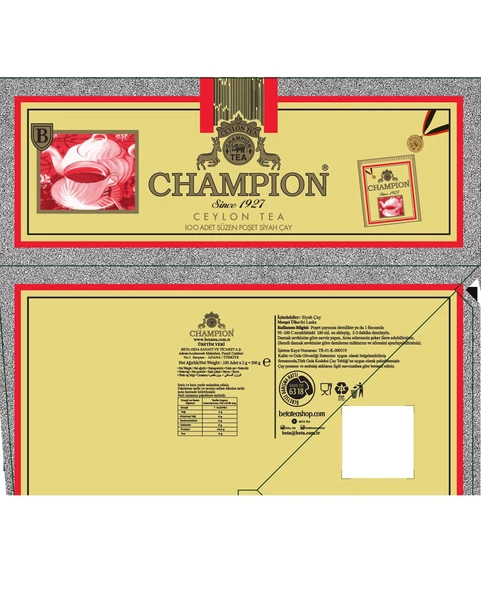 Champion Bardak Poşet 100 lü (Seylan Çayı - Ceylon Tea) - Resim 4
