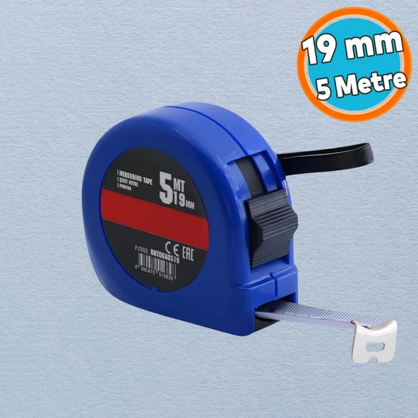 Şerit Metre Darbeye Dayanıklı Kilitli Klipsli 5 METRE x 19 mm (RHT0680519) * Renk Seçenekli * ürün görseli 1
