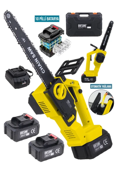 DAFLONG YENİ  KÖMÜRSÜZ MOTOR 10 İNÇ YAĞLAMALI 10 PİLLİ BATARYA+HIZLI ŞARJ İSTASYONU DAL BUDAMA-S ürün görseli 1