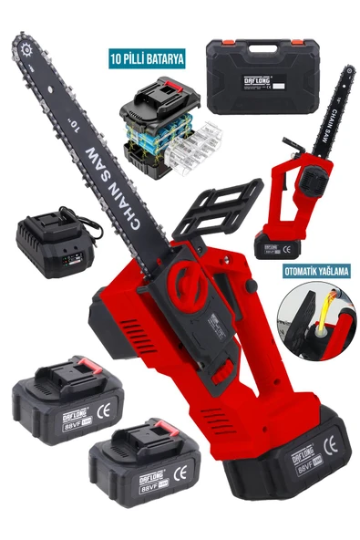 DAFLONG YENİ NESİL KÖMÜRSÜZ MOTOR 10 İNÇ YAĞLAMALI 10 PİLLİ BATARYA+HIZLI ŞARJ İSTASYONLU DAL BUDAMA ürün görseli 1