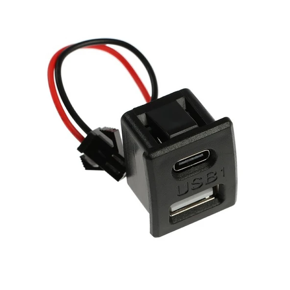 Type-C / Usb A Dişi Soket Kavisli  2 Pin 10cm Kablo Jst Çift Usb 5V 2A Panel Montaj Cep Telefonu Tablet Led Lamba Şarj Adaptör Fan - Resim 3