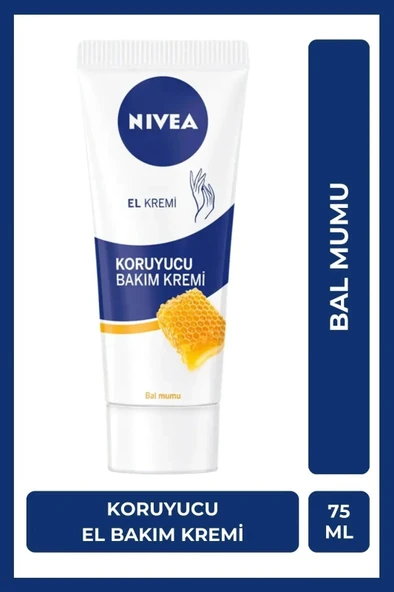 NIVEA Koruyucu El Bakım Kremi Bal Mumu 75ml, Nemlendirici, Yumuşak Cilt, Yağlı His Bırakmaz, Gül Kokusu ürün görseli 1