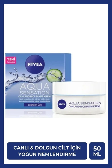 NIVEA Aqua Sensation Canlandırıcı Yüz Bakım Kremi 50ml, Nemlendirici, Salatalık Özü, Dolgun Cilt ürün görseli 1