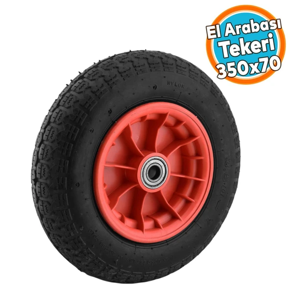 El Arabası Tekeri Plastik Jantlı Yük Taşıma Bilyeli Rulmanlı Havalı Şambrelli 350x70 mm Tekerlek ürün görseli 1
