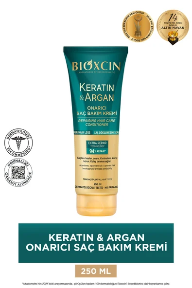 Bioxcin Keratin & Argan Onarıcı Saç Bakım Kremi 250 ml  -  Yıpranmış Ve Hassas Saçlar ürün görseli 1