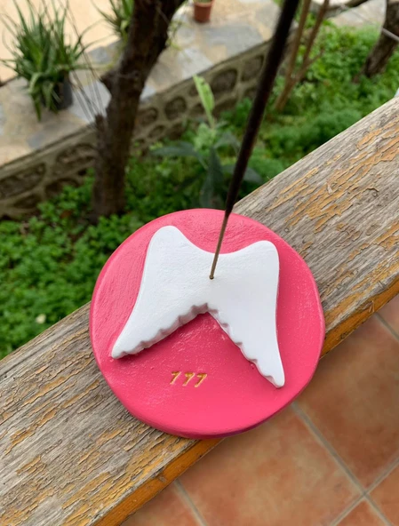 Seramik Tütsülük Pembe Melek Kanatlı Anneye Hediye - Resim 2