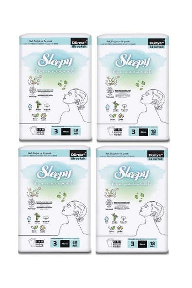 Sleepy Bio Natural Premium Plus Hijyenik Ped Gece 72 Adet ürün görseli 1