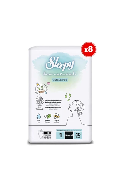 Sleepy Bio Natural Premium Plus Günlük Ped Normal 8x40=320 Adet Ped ürün görseli 1
