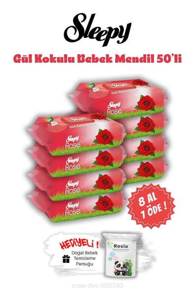 Sleepy Gül Kokulu Islak Bebek Mendil 50'li 8 AL 7 ÖDE ve ROSIE ürün görseli 1