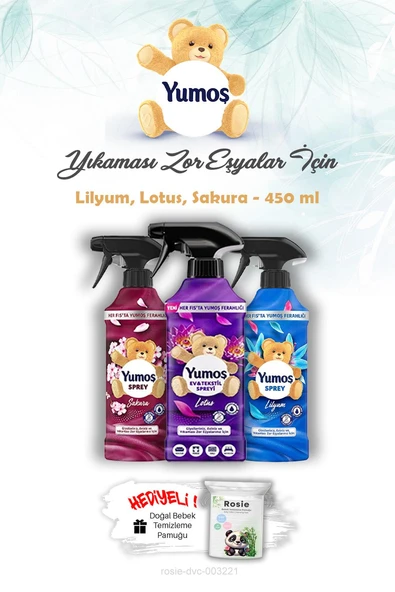Lotus, Sakura ve Lilyum Yumoş 450 ml Yıkaması Zor Eşya Spreyi ROSIE Hediye ürün görseli 1