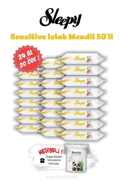 Islak Mendil 24 AL 20 ÖDE Sleepy Sensitive 50'li ve ROSIE ürün görseli 1
