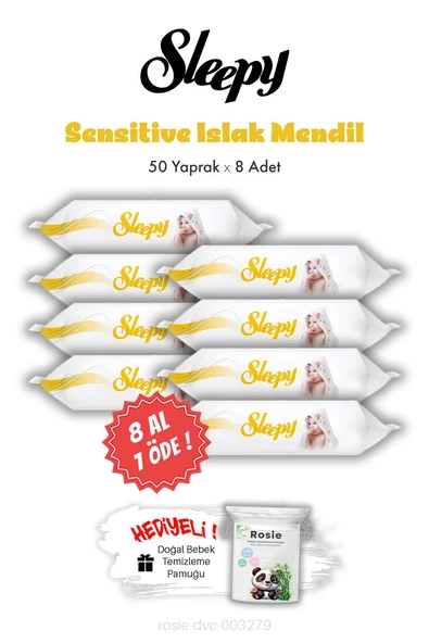 Sleepy Sensitive Islak Mendil 50'li 8 AL 7 ÖDE ve ROSIE ürün görseli 1