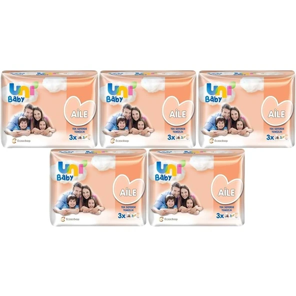 Uni Baby Islak Havlu Mendil Aile 52 Yaprak (15 Li Set) 780 Yaprak (5PK*3) ürün görseli 1