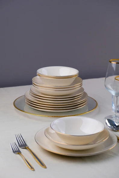 Tabak Evi Chic Altın Yaldız Porselen Yemek Takımı 24 Parça 6 Kişilik ürün görseli 1
