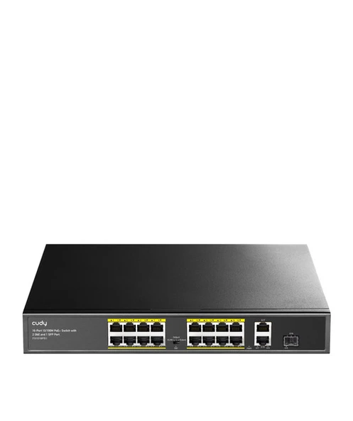 CUDY 16Port 10/100 PoE+2GB Up200W Switch ürün görseli 1