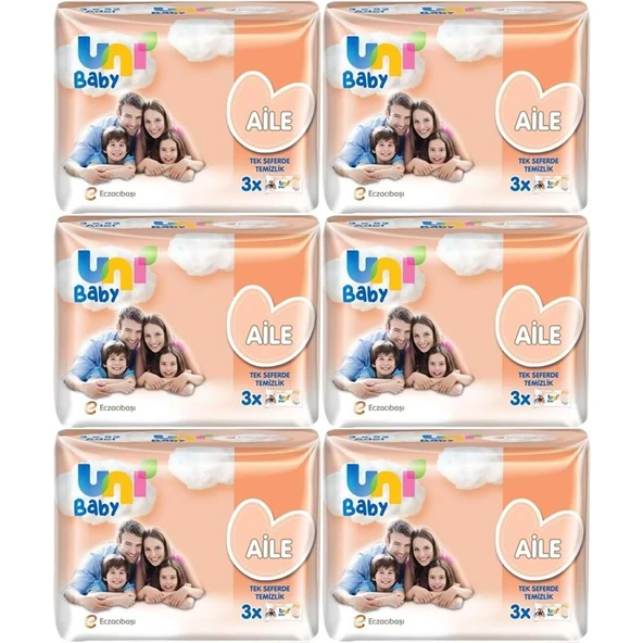 Uni Baby Islak Havlu Mendil Aile 52 Yaprak (18 Li Set) 936 Yaprak (6PK*3) ürün görseli 1