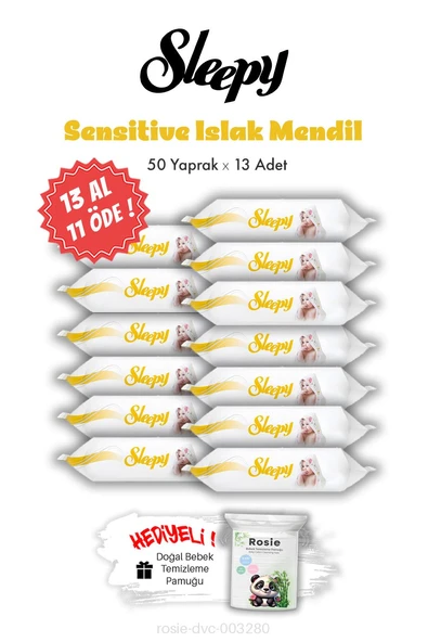 Sleepy Sensitive 13 AL 11 ÖDE Islak Mendil 50'li ve ROSIE ürün görseli 1