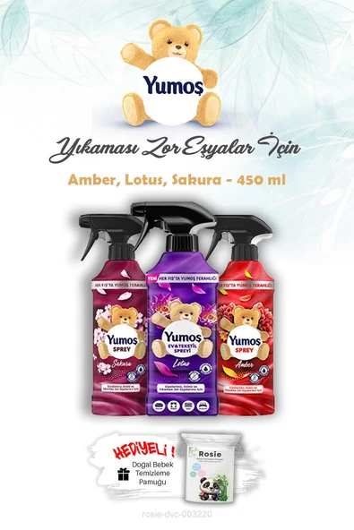Yumoş 450 ml Yıkaması Zor Eşya Spreyi Lotus, Sakura ve Amber ROSIE Hediye ürün görseli 1