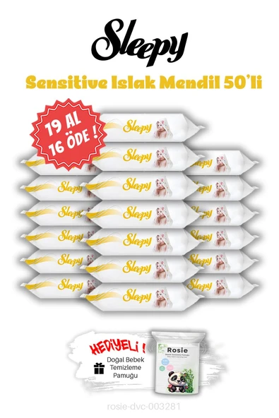 19 AL 16 ÖDE Sleepy Sensitive Islak Mendil 50'li ve ROSIE ürün görseli 1