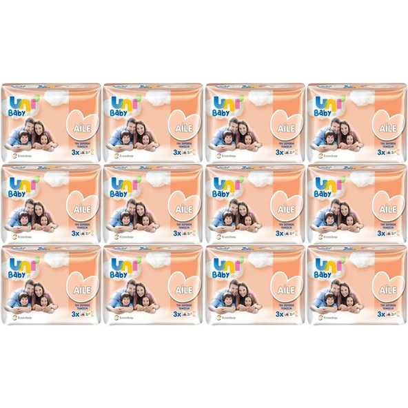 Uni Baby Islak Havlu Mendil Aile 52 Yaprak (36 Lı Set) 1872 Yaprak (12PK*3) ürün görseli 1