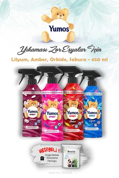 450 Ml Yıkanması Zor Eşyalar Yumoş Sprey Orkide, Sakura, Amber ve Lilyum ve ROSIE ürün görseli 1
