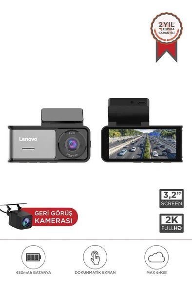 Lenovo R1-5369 Siyah 2K Wifi Araç içi Dokunmatik Ön Ve Arka Araç Kamerası ürün görseli 1