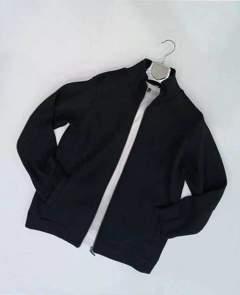 Baros Slim Fit Erkek Fermuarlı Triko Ceket ürün görseli 1